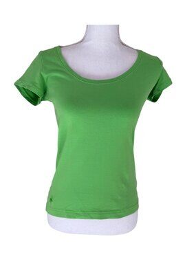 Lilly Pulitzer Shirt Size XS Green Scoop Neck Pima Cotton Spandex Blend SS Top